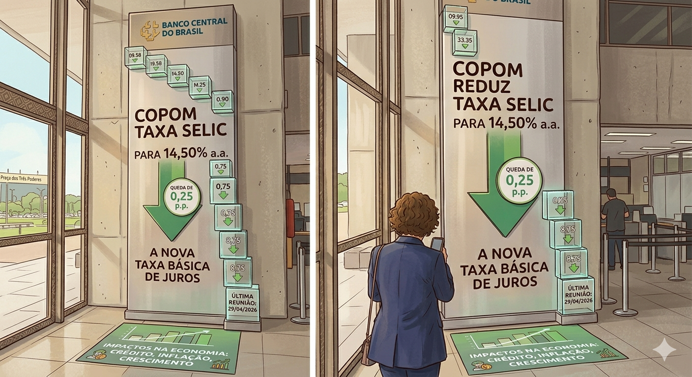Selic cai para 14,50%: o que muda agora para seus investimentos e dívidas